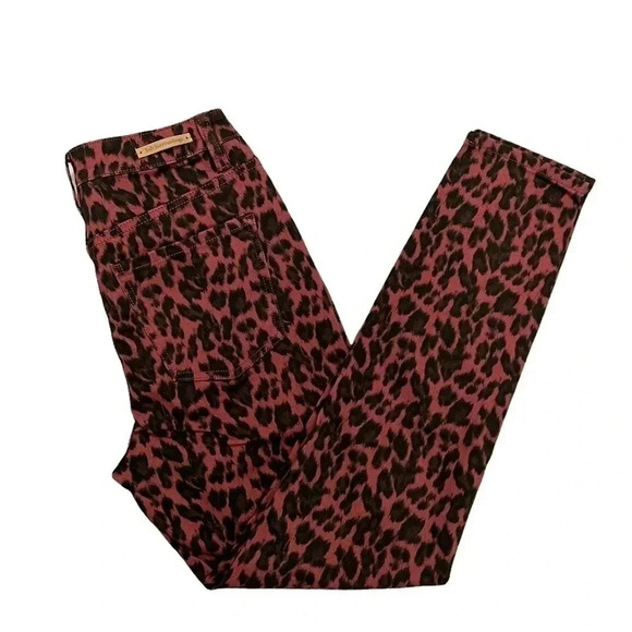 SOFT SURROUNDINGS Ultimate High Rise Leopard Skinny Ankle Jeans Red Size 6 NEW - Picture 7 of 13